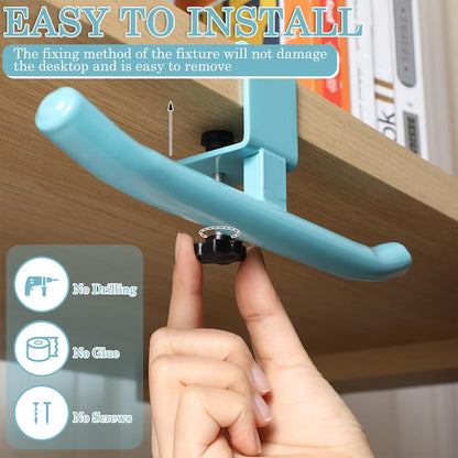 Geelin Bag Hook for Desk Table Heavy-Duty Backpack Hanger Clamp On Purse Holder Adjustable Under Desk Bag Hook for Headphones Handbag Hanger for Classroom Dorm Back to School(Beige)