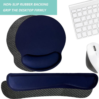 Keyboard Wrist Rest Pad Mouse Pad with Wrist Support Set of 3, Mousepad with Non-Slip Rubber Base, Ergonomic Memory Foam Mouse Wrist Cushion Support for Home Office Laptop Computer Gaming, Forest