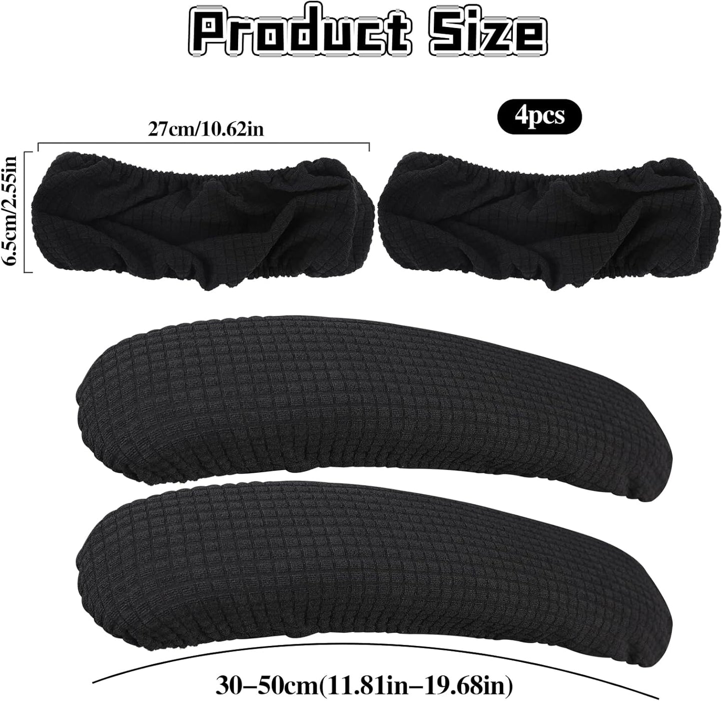 KALIONE 2 Pairs Office Chair Arm Covers, Armrest Slipcover Pads, Removable Office Chair Cover, Chair Arm Pads Arm Protectors, Office Removable Arm Rest Covering, Elastic Chair Armrest Cover(Black)