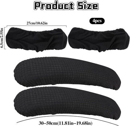 KALIONE 2 Pairs Office Chair Arm Covers, Armrest Slipcover Pads, Removable Office Chair Cover, Chair Arm Pads Arm Protectors, Office Removable Arm Rest Covering, Elastic Chair Armrest Cover(Black)