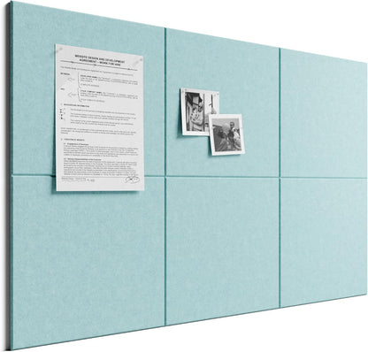 Bumusty Large Cork Board Alternative-48 x 36" Felt Bulletin Board Tiles, with 30 Pushpins, 70 Adhesive Tabs, Bold-Stripe 12-Pack, Cork Boards for Office Push Pin Board Felt Board-Carbon Blue