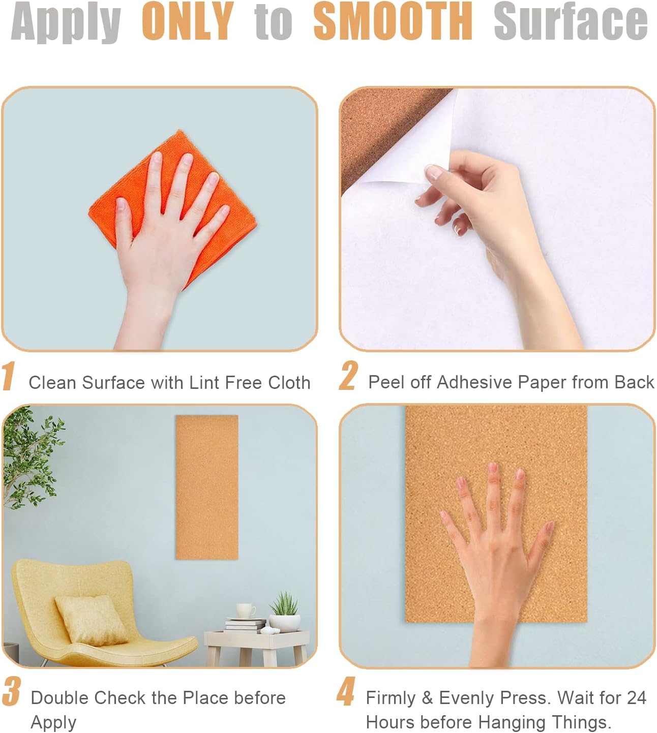 17x8 Corkboard Tiles Bulletin Board, 1/2" Thick Self-Adhesive Cork Boards for Walls, Cork Tiles Vision Board for Home, Office, School, Bulletin Board Decorations(12mm,1pc)