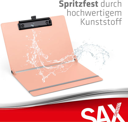 Sax Folding Clipboard Blueberry Clipboard A4 to A5 Portrait and Landscape Format Ideal for Travel and Business Holds 30 Sheets Includes Elastic Closure Band and Pen Loop Durable & Shockproof