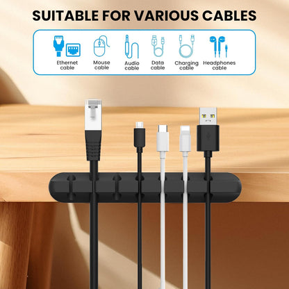 AHASTYLE Cable Organizer Holder 5 Slots Desktop Cord Wire Clips Keeper for Organizing USB Cable/Power Cord/Wire Home Office and Car (Pink)