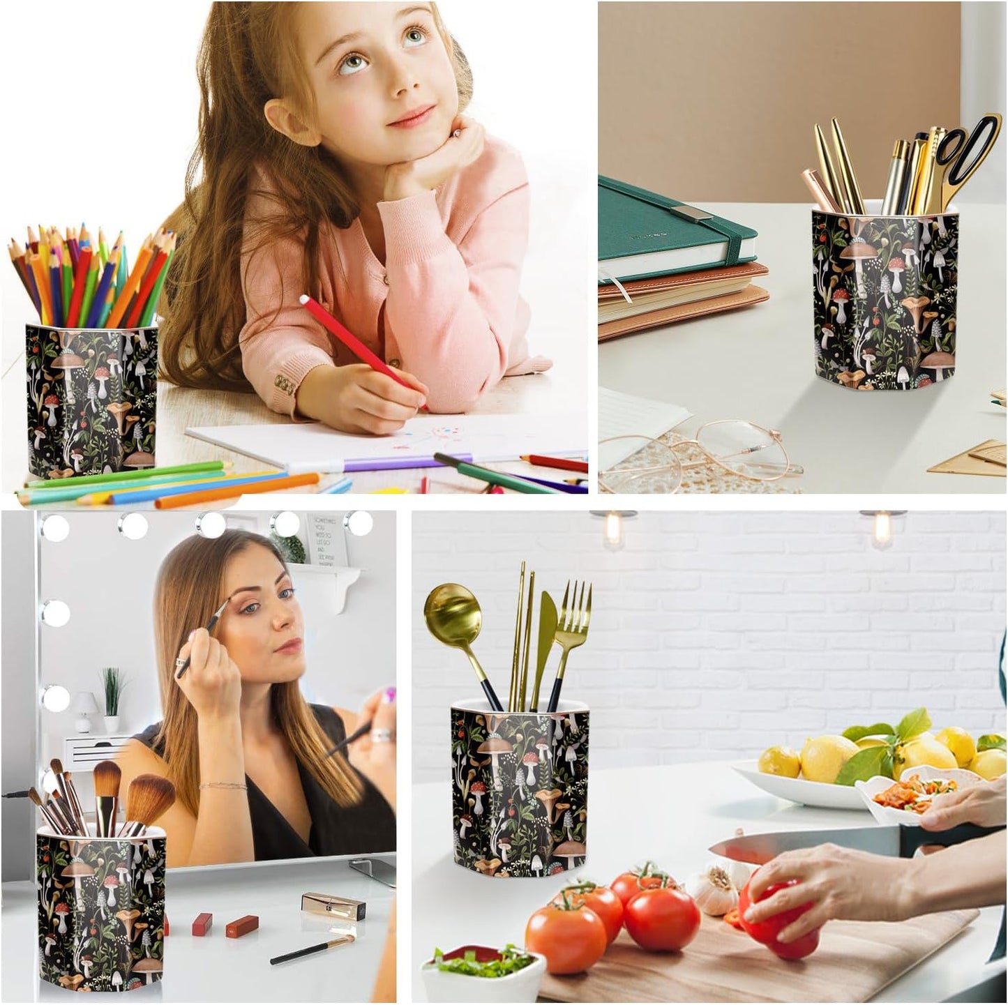 Pen Holder, Pencil Holder for Desk, Marble Desk Organizer Cute, Durable Ceramic Pencil Cup, Decorative Makeup Brush Holder Cup, Stationery Holder for Office, Home, Gray Marble
