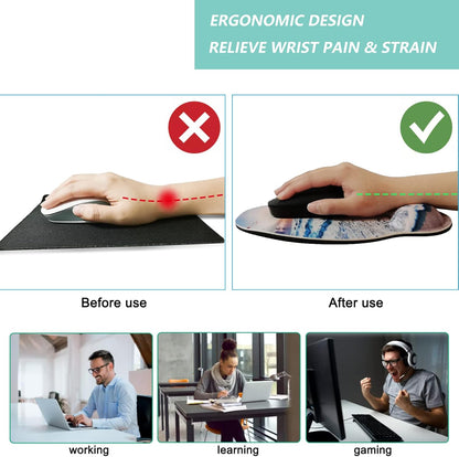 Mouse Pad with Wrist Support, Ergonomic Mouse Pad with Memory Foam Wrist Rest Cushion, Non-Slip Rubber Base Gaming Mice Pad for Home Office Computer Laptop, Flowers Grass