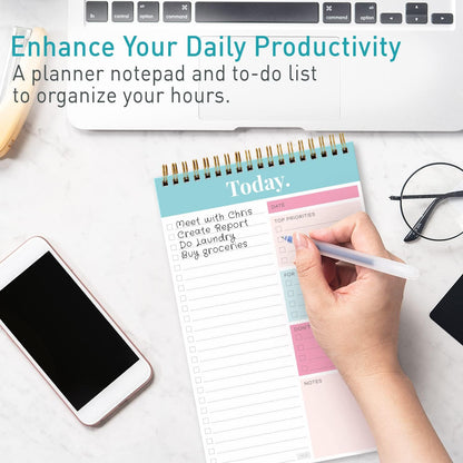 Sweetzer & Orange Daily & Weekly To Do List Notepad – Undated Work Planner & Organizer with Wish List Section, 52-Sheet Coiled Task Pad for Productivity – MAUVE To Do List Notebook for Work