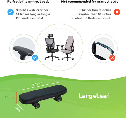 LargeLeaf Chair Armrest Cooling Gel Cushions Elbow Pillow Pressure Relief Office Chair Gaming Chair armrest with Memory Foam armrest Pads 2-Piece Set of Chair