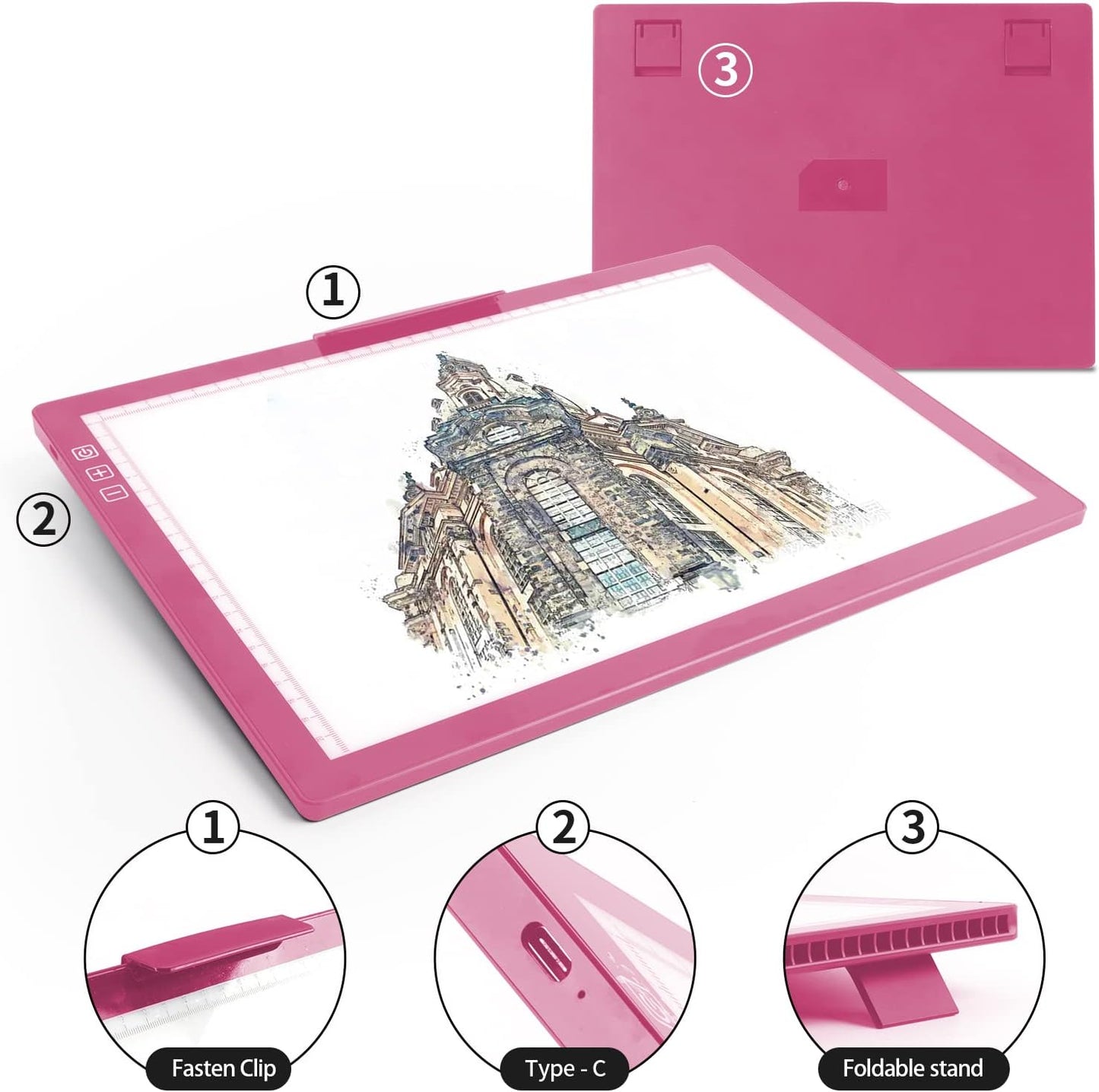 A4 Wireless LED Light Pad with Carry Bag, Innovative Stand and Top Clip, TOHETO Rechargeable Light Box Stepless Dimmable and 6 Levels Brightness Cordless Light Board for Tracing Weeding Vinyl (Black)