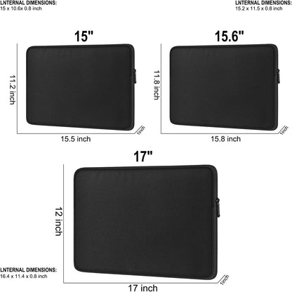 Laptop Sleeve 15.6 Inch, Shockproof Protective Traveling Computer Case, Water Resistant Portable Laptop Carrying Bag Compatible for Lenovo, HP, Dell, Asus,MacBook, Notebook, Black