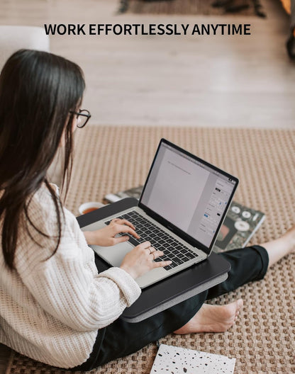 ZEAPTAC Portable Lap Laptop Desk with Pillow Cushion, Fits up to 15.6 inch Laptop, Lap Stand for Bed & Couch & Carpet, Book Tablet/Drawing Board/Computer Laptop Stand - Pink
