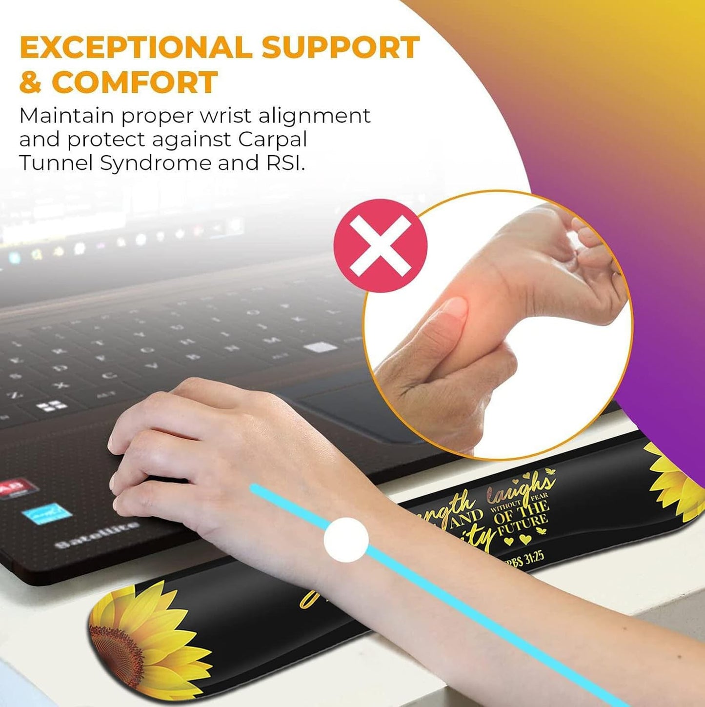 Mouse Pad with Wrist Support, Ergonomic Gel Mouse Pad Beautiful Flowers,Pink Hyacinths on Wood Panel，Non-Slip Durable, Memory Foam Keyboard Wrist Rest, Suitable for Office Typing Games
