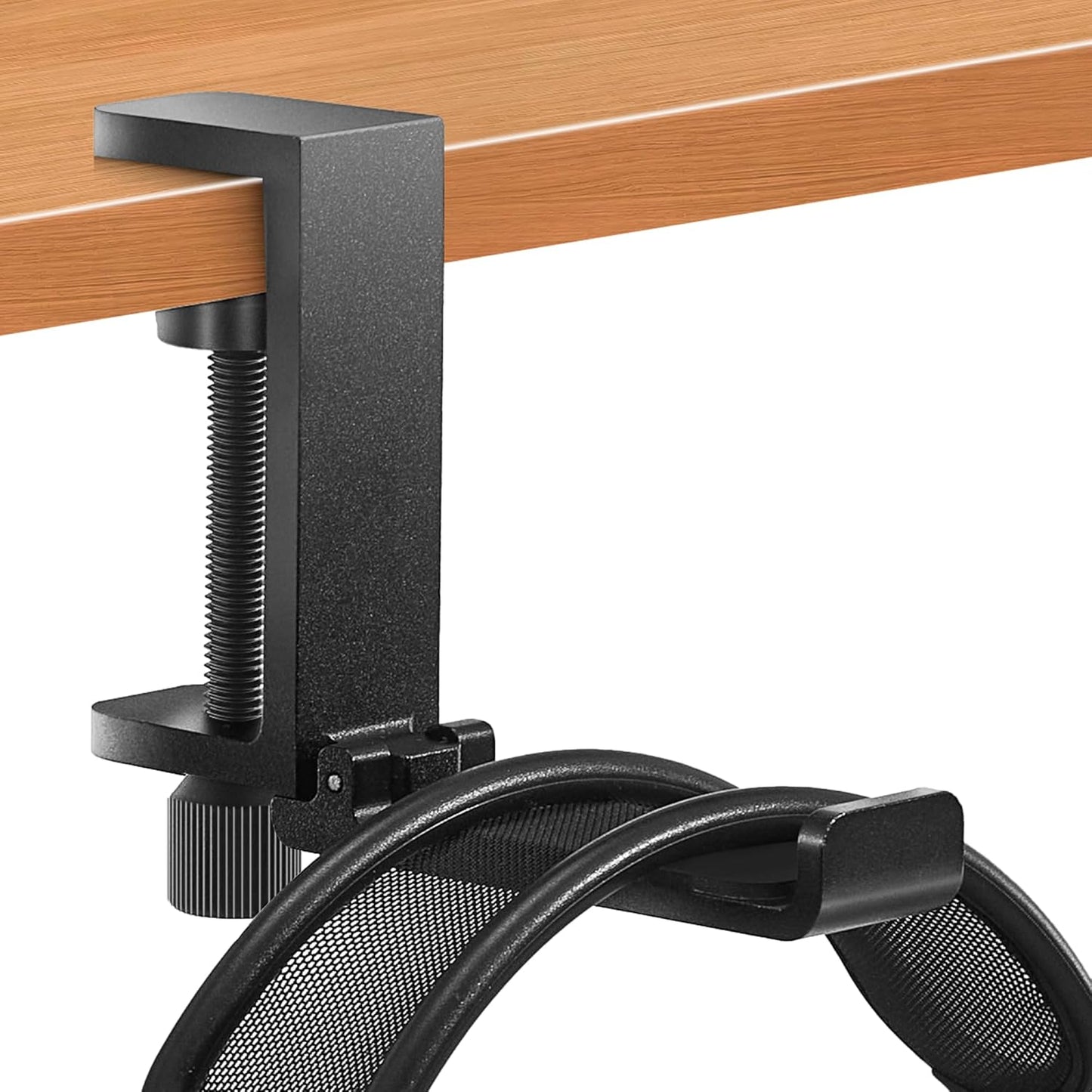 Metal Heavy Duty Foldable Headphone Holder for Desk, Headset Stand for Desk,Backpack Holder Hook for Desk,Bag Hook Under Desk,Clamp Hook for Desk Attachments,Black