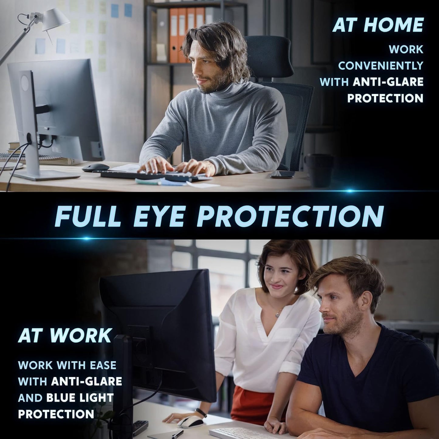 [2 Pack] 24 inch Removable Anti-Glare Blue Light Screen Protector for 16:9 Computer Monitor – Anti-Glare, Anti-Scratch, PC Anti-UV Eye Protection Filter