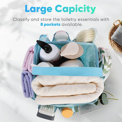 EUDELE Mesh Shower Caddy Portable for College Dorm Room Essentials, Shower Caddy Dorm with 8-Pocket Large Capacity for Beach, Swimming, Gym, Travel essentials