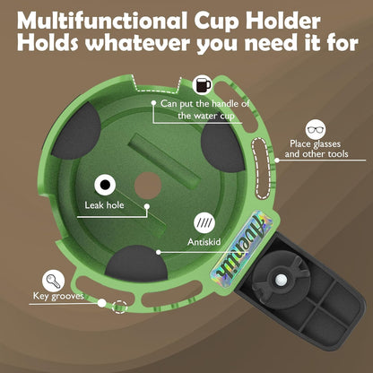 Desk Cup Holder with Spill-Proof Cup Design, Clip on Cup Holders for Desk, Table, Porch Swing, Patio Chair , Fits Maximum Diameter of 3/3.38 inches Bottles. (Black, Large)