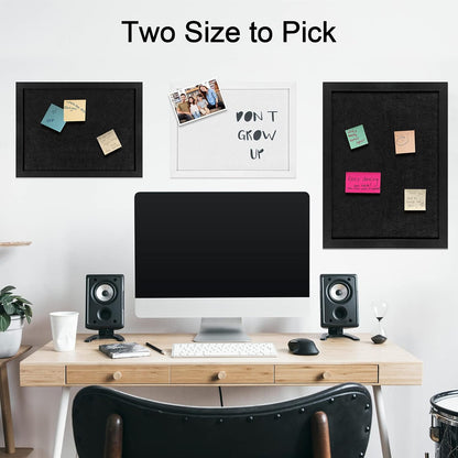 TORASO Cork Board Bulletin Board with Felt,Wood Framed Display Bulletin Board for Walls with Pins, Eye Bolts, gaskets, Screws, Pin Board for Office, School and Home(Black,1pc)