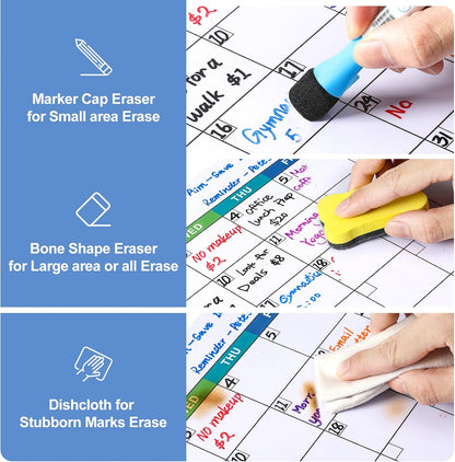 Dry Erase Magnetic Calendar for Refrigerator, 3 Pack- Monthly & Weekly & Daily Planner Magnet Whiteboard for Fridge Wall Door - Shopping, Meal/Menu, To Do List, Family Schedule Planning Board, 14"x11"