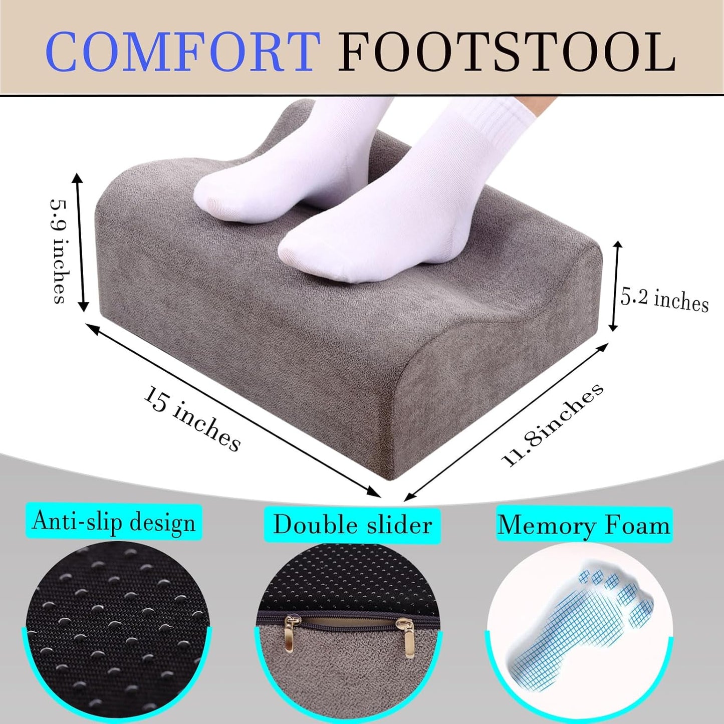 Foot Rest for Under Desk at Work,At Work Soft Ergonomic Footrest,Support Foot Pillow,Heel Chair,Leg Elevation Pillow,(Blue)