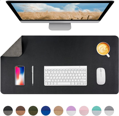 Dual-Sided Desk Pad, Large Mouse Pad - Natural Cork & PU Leather Non-Slip Waterproof Desk Mats for Office and Home (Blue, 31.5" x 15.7")