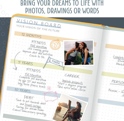 Boxclever Press Goal Planner – Luxury Undated Weekly Planner to Increase Productivity & Achieve your Goals. Weekly, Monthly, Quarterly Undated Planner with Vision Boards & Habit Trackers. 8.5 x 5.5ins