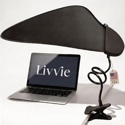Livvie Cubicle Shade & Laptop Sun Shade for Working Outside — Adjustable Desk Shade Blocks Overhead Fluorescent Light & Window Glare — Foldable Cubicle Light Blocker for Light-Sensitive Workers