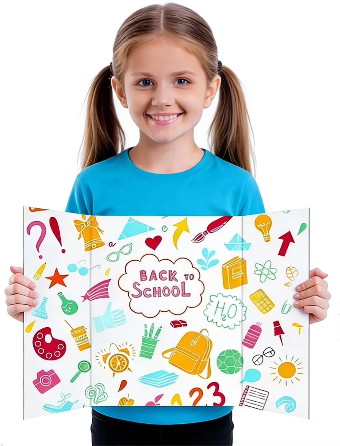 3-Pack Black Trifold Display Boards, 24 x 16 Inches Tri-Fold Corrugated Presentation Boards for Classroom Projects, Science Fairs, Business Events, and Exhibits