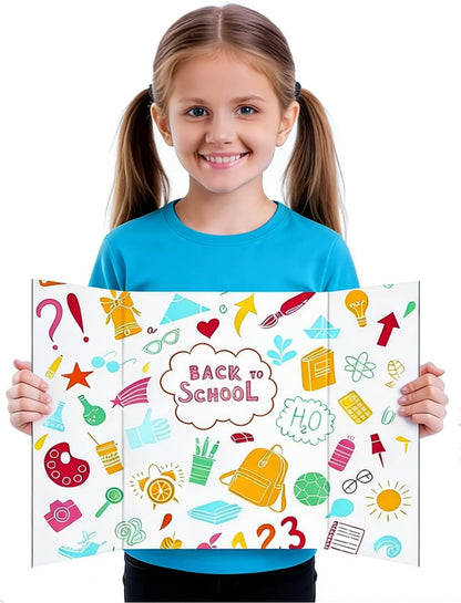3-Pack Black Trifold Display Boards, 24 x 16 Inches Tri-Fold Corrugated Presentation Boards for Classroom Projects, Science Fairs, Business Events, and Exhibits