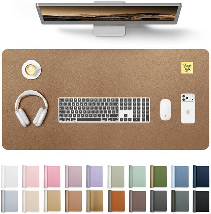 YSAGi Large Extended PU Leather Desk Pad Protector – Non-Slip Waterproof Desk Mat for Office & Home, Easy Clean Mouse Pad & Laptop Writing Blotter 35.4"x17" Black - Colors B