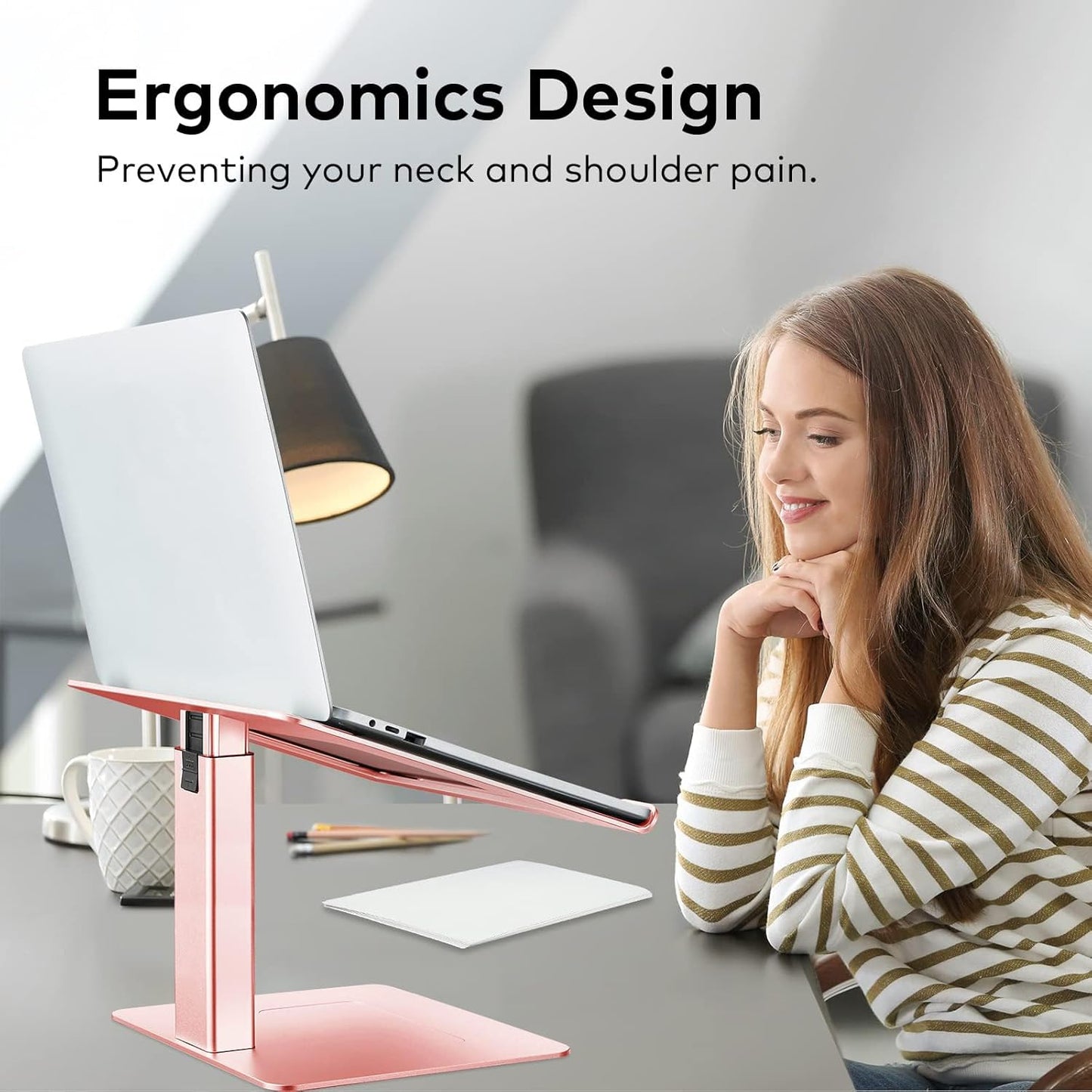 Laptop Stand for Desk, Ergonomic Sitting and Standing Laptop Riser for Notebook MacBook 11-17 Inches，DJ Laptop Stand Adjustable Height from 7-15 Inches Aluminum(Black)