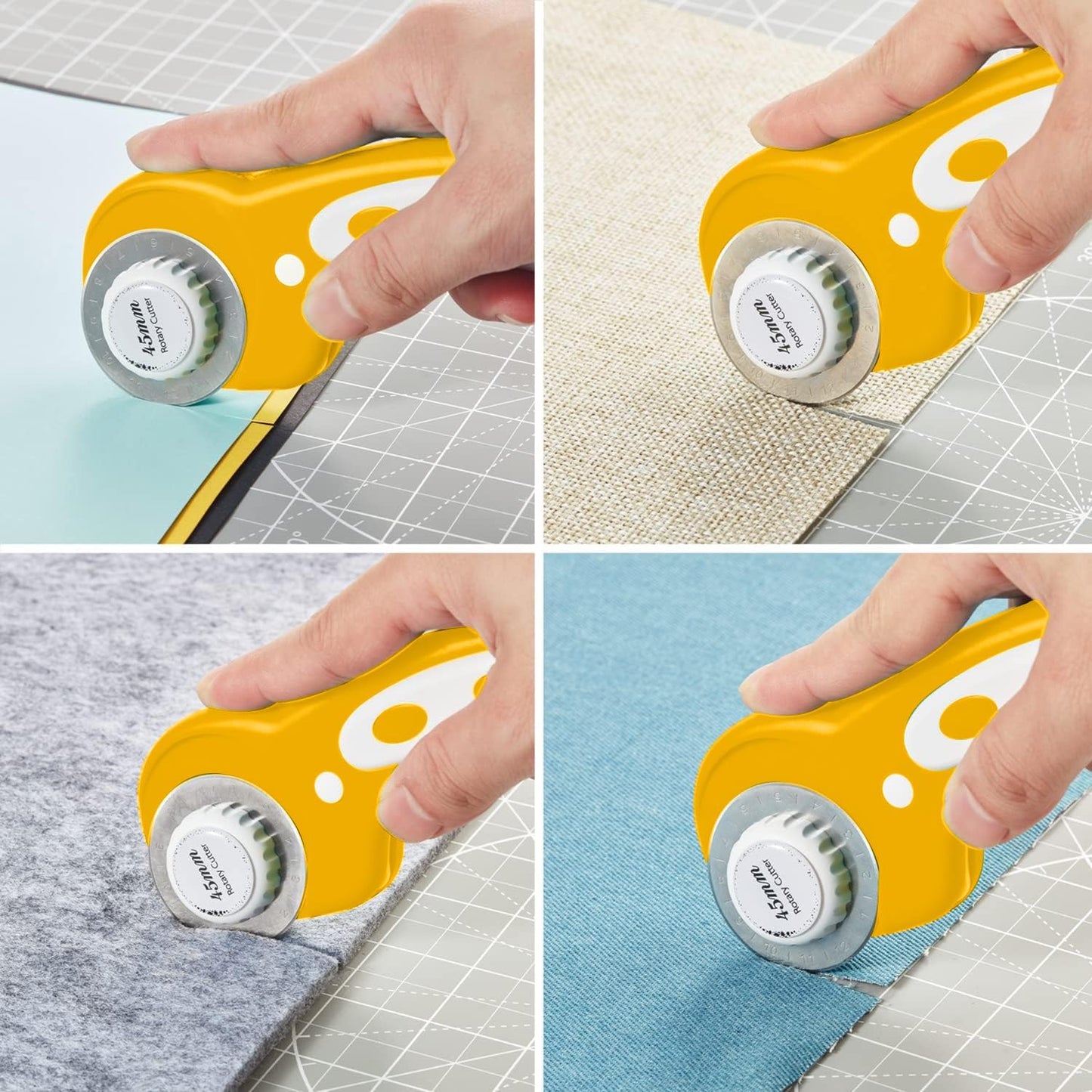 Headley Tools Rotary Cutter Set - 45mm Fabric Cutter, 5 Extra Rotary Blades, A3 Cutting Mat, Quilting Ruler and Sewing Clips, Craft Knife Set, Ideal for Crafting, Sewing, Patchworking, Purple