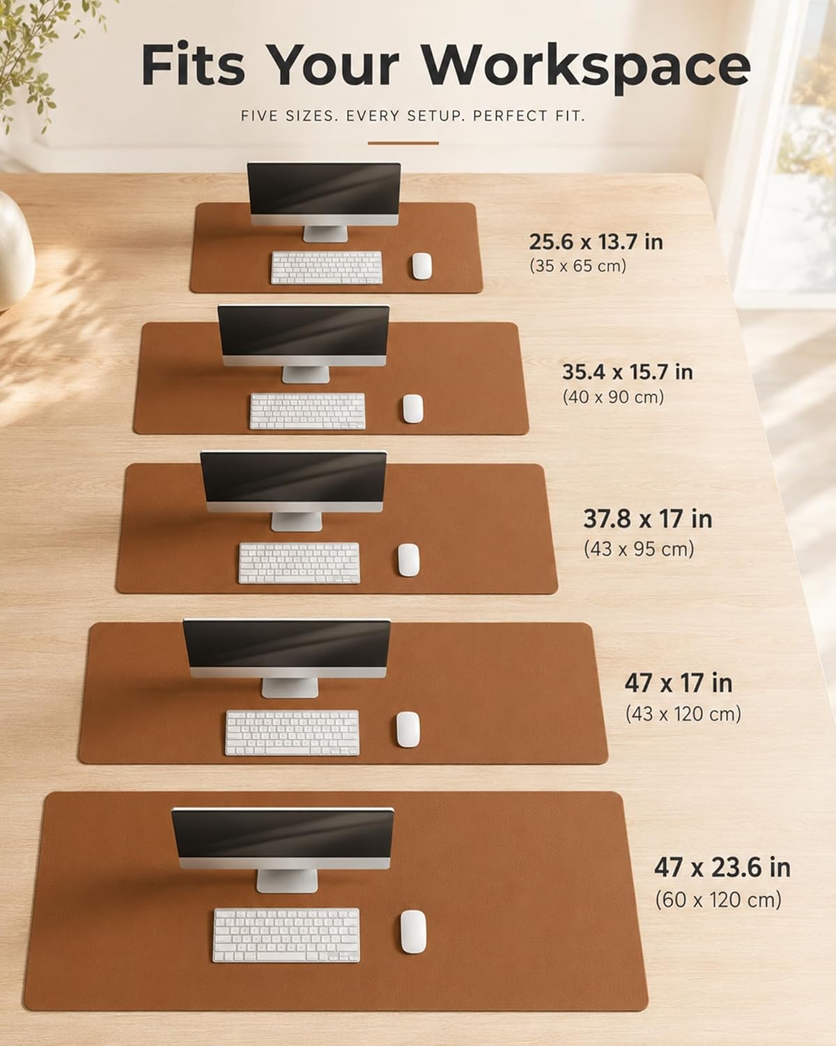 Aothia Dual-Sided Desk Pad - 25.6x13.7 inches Leather Desk Mat, Natural Cork Desk Pad Protector, Large Mouse Pad for Desk, Waterproof Desk Blotter Pad, Desk Writing Pad for Office Work/Home, Black