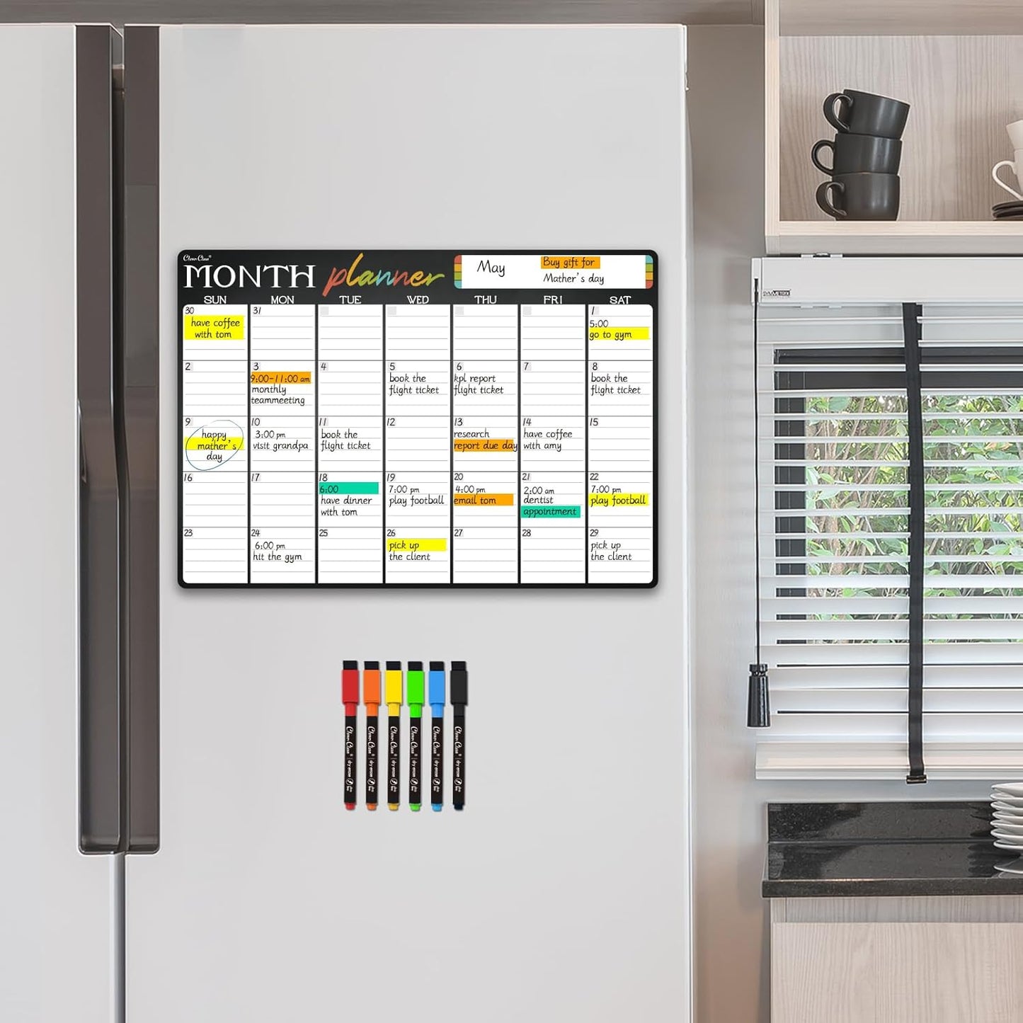 Magnetic Dry Erase List Board - 4"x12" Multifunctional List Board for Fridge - 6 Extra Fine Point Markers Included - Shipped Flat