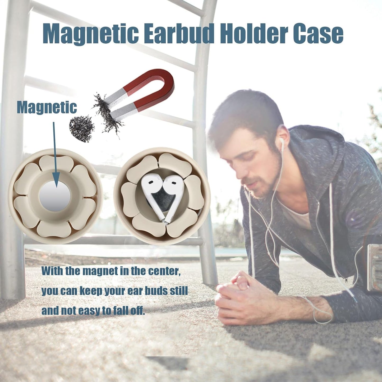 MAIRUI Wired Earbud Case Earphone Headphone Cord Organizer Earbuds Wrap Soft Silicone Magnetic Holder Storage Tangle Free Cable Winder(Red)