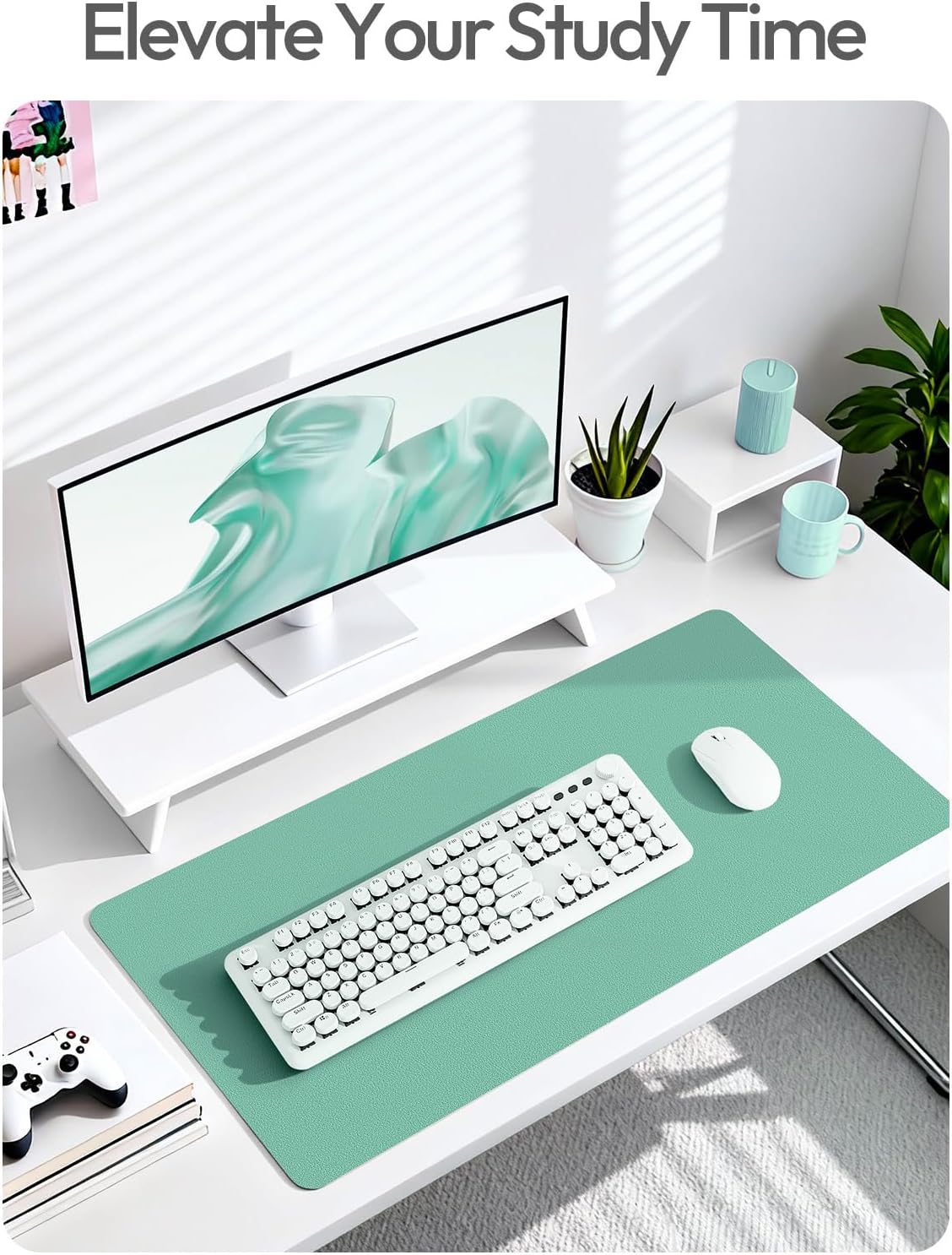 YSAGi Leather Office Desk Pad Protector, Large Mouse Pad, Non-Slip, PU Leather, Laptop Desk Blotter, Waterproof Writing Pad for Office and Home, Black, 23.6" x 13.8" - Colors A