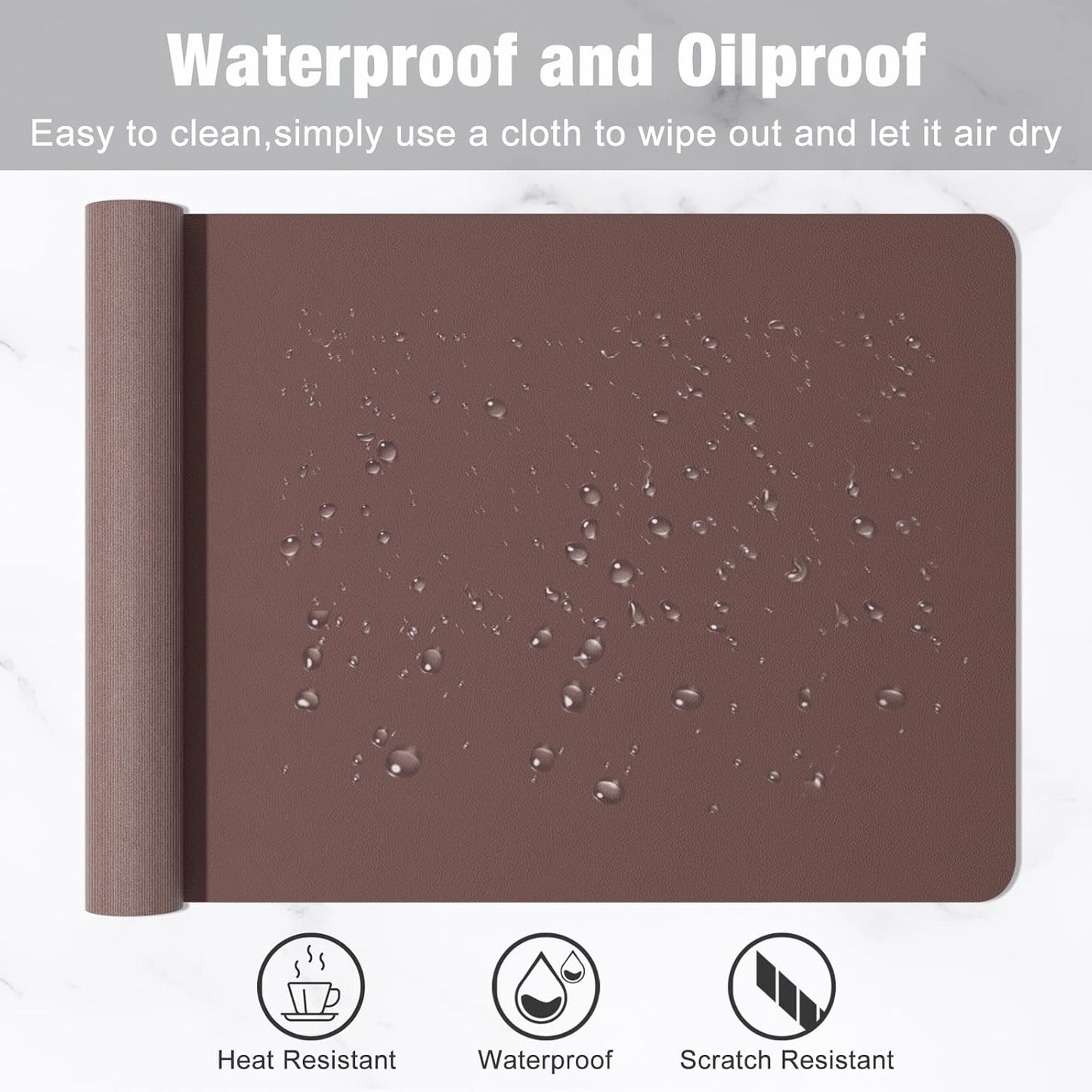 Hsurbtra Desk Pad, 23.6" x 13.8" PU Leather Desk Mat, M Extended Mouse Pad, Waterproof Desktop Blotter Protector, Non-Slip Ultra Thin Small Laptop Keyboard Writing Mat for Office Home, Pink