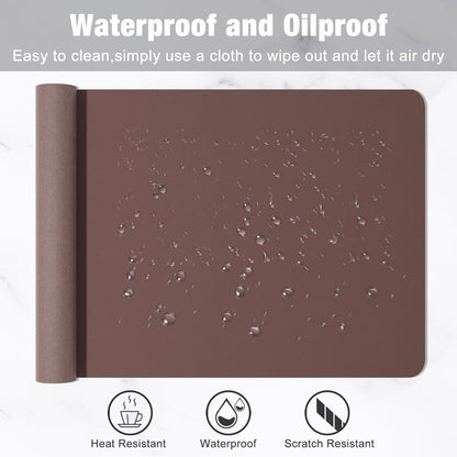 Hsurbtra Desk Pad, 23.6" x 13.8" PU Leather Desk Mat, M Extended Mouse Pad, Waterproof Desktop Blotter Protector, Non-Slip Ultra Thin Small Laptop Keyboard Writing Mat for Office Home, Pink