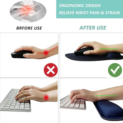 Keyboard Wrist Rest Pad Mouse Pad with Wrist Support Set of 3, Mousepad with Non-Slip Rubber Base, Ergonomic Memory Foam Mouse Wrist Cushion Support for Home Office Laptop Computer Gaming, Forest