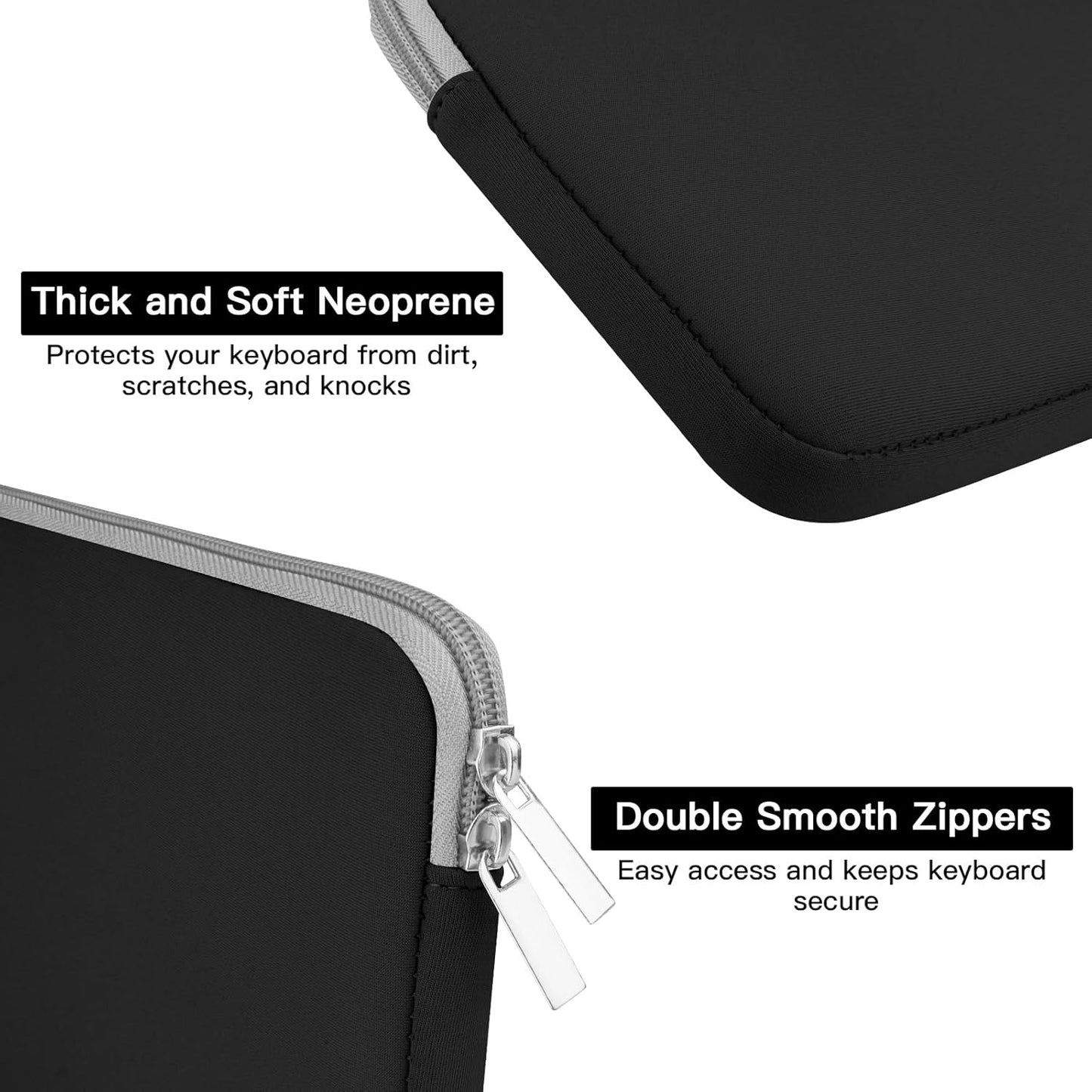 Neoprene Keyboard Sleeve Case for Apple MC184LL/B Wireless Bluetooth Keyboard, Protective Keyboard Case with Zipper for Small Wireless Keyboard, Black