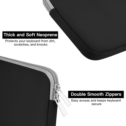Neoprene Keyboard Sleeve Case for Apple MC184LL/B Wireless Bluetooth Keyboard, Protective Keyboard Case with Zipper for Small Wireless Keyboard, Black