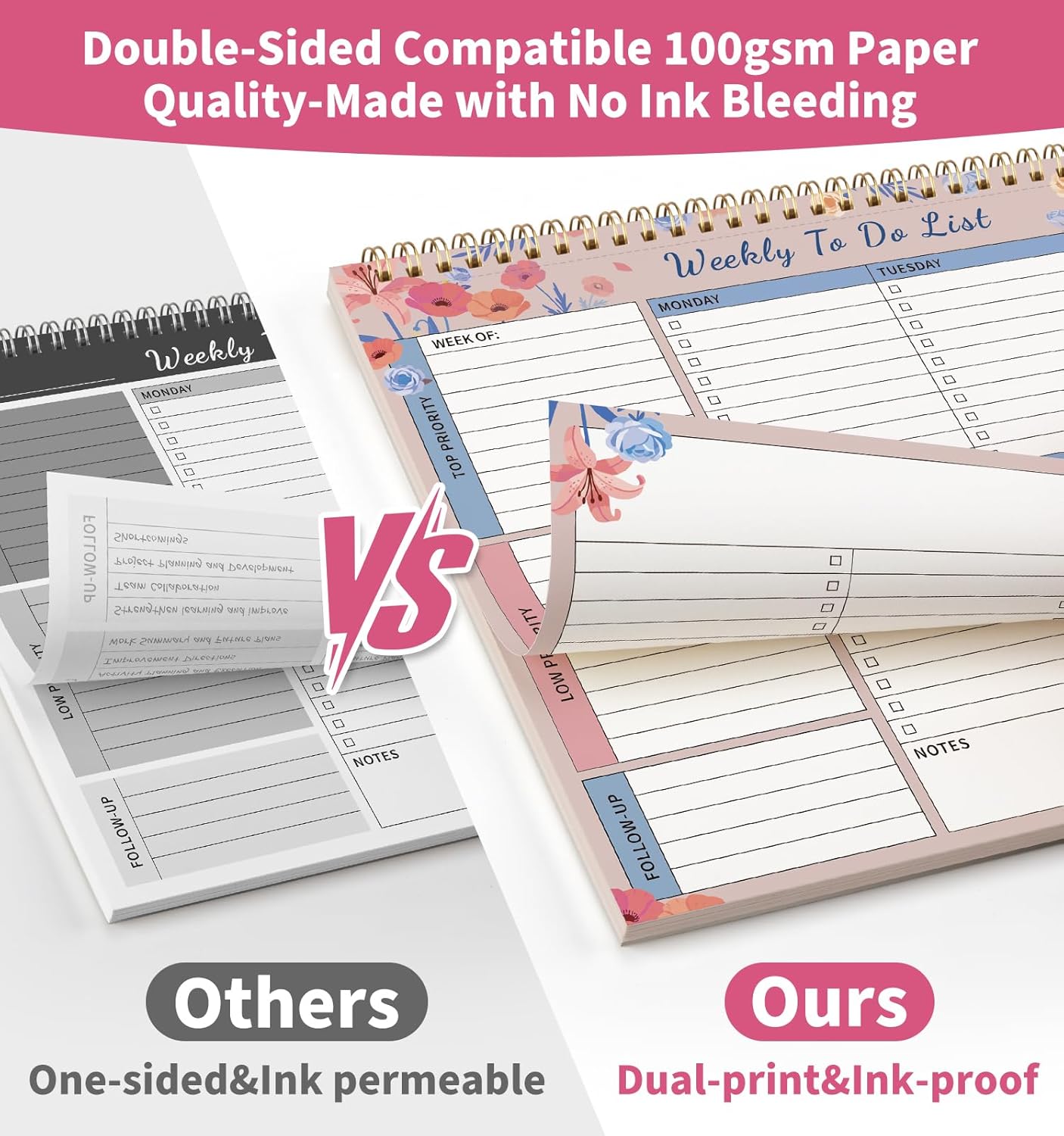 104 Pgs Weekly To Do List Notepad, 52 Duplex-Printed Undated Sheets 100 GSM（8.5"×11") Weekly Desk Planner For Work Home School Office Desk Accessories Supplies & Goal Setting Tasks - Green