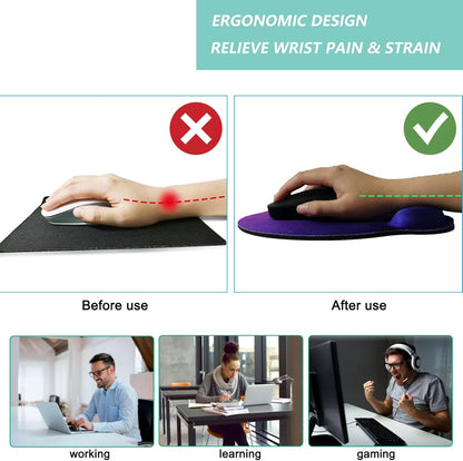 Mouse Pad with Wrist Support, Ergonomic Mouse Pad with Memory Foam Wrist Rest Cushion, Non-Slip Rubber Base Gaming Mice Pad for Home Office Computer Laptop, Flowers Grass