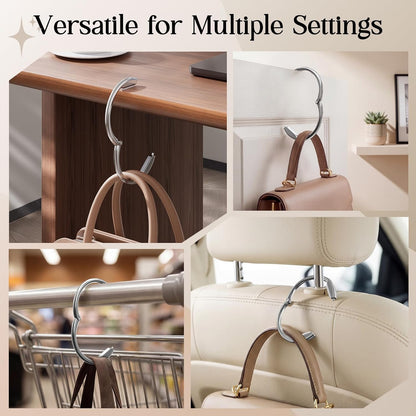 Bathway Purse Hook for Table - Upgraded Snap-On Closure Design Bag Hanger - Heavy Duty Handbag Holder Holds 33 lbs - Portable Desk Hook for Purses, Bags, Backpacks in Restaurant, Office, Car (Black)