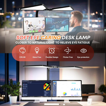 AILBTON Bright LED Desk Lamp with Clamp,Eye Caring Architect Led Desk Lights with Adjustable Swing Arm for Office Home,Dimming and Tempering Led Table Light