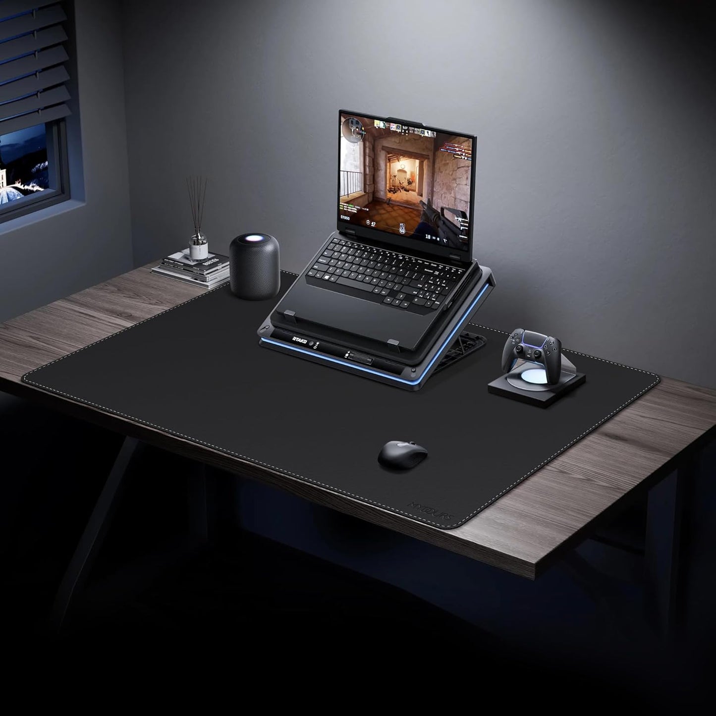 Mydours 40" x 20" Extra Large Desk Mat, PU Leather & Cork Desk Pad, Large XXL Desk Mouse Pad for Workstation, Office, Home, Computer Desk Mat with Keyboard & Mouse (Black)