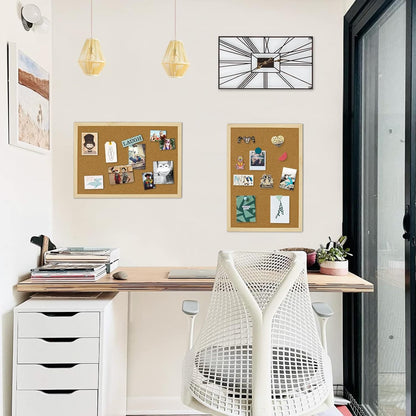OWLKELA Cork Board 14.6"X 11", Notice Pin Board, Memo Board, Vision Board, Bulletin Board for Office, Classroom or Home, Mounting Hardware and Push Pins Included, Wooden Frame