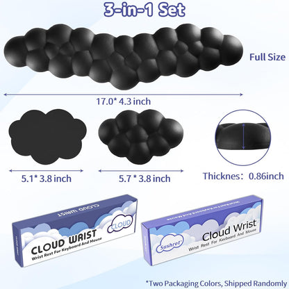 Sushret Cloud Wrist Rest for Keyboard and Mouse, Memory Foam PU Leather Keyboard Wrist Rest with Ergonomic Support, Non-Slip Base, Cute Arm Rest Pad & Palm Cushion, Office Desk Accessory, Purple