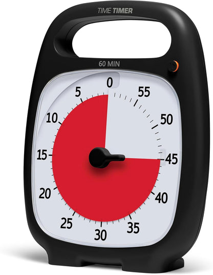 TIME TIMER Plus 20 Minute Desk Visual Timer - Countdown Timer with Portable Handle for Classroom, Office, Homeschooling, Study Tool with Silent Operation (White)