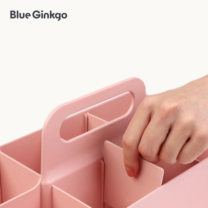 BLUE GINKGO Stackable Organizer Caddy – Korean-Made Portable Tote for Bathroom, Office, Crafts, or School Supplies (Rectangle, White)