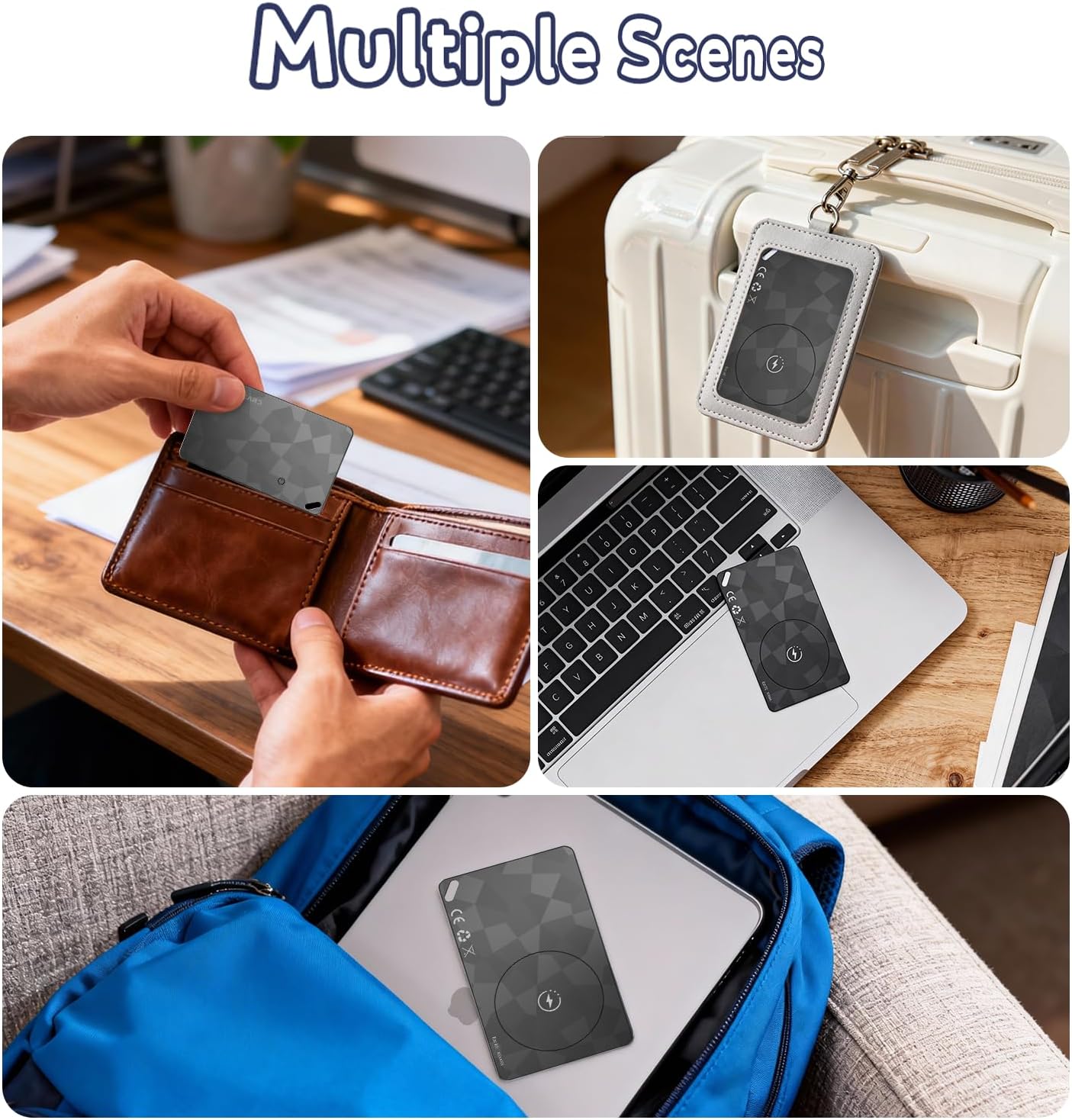 Wallet Tracker Card (iOS and Android) - 0.06in Slim Tracking Card, IP68 Waterproof Bluetooth Smart Card, Work with Apple Find My & Google Find Hub, Item Finder for Luggage, Passports, Purse, Backpack